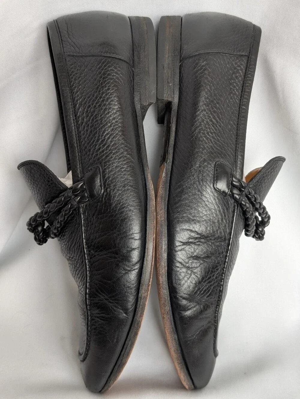 Gucci Men’s Black Leather Braided Loafers Slip On Shoes Made in Italy Size 10.5